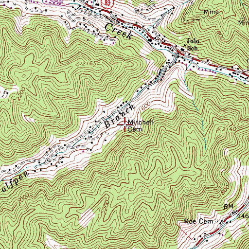 Topographic Map of Mitchell Cemetery, WV