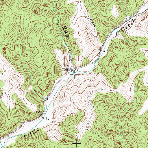 Topographic Map of Mitchell Run, WV