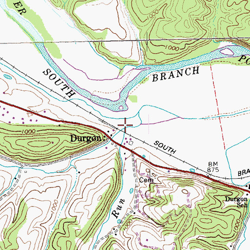 Topographic Map of Mitchell Run, WV