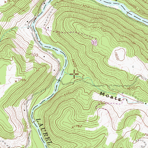 Topographic Map of Moats Hollow, WV