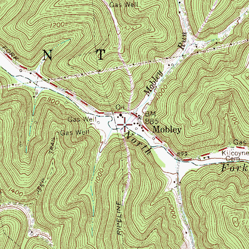 Topographic Map of Mobley Run, WV