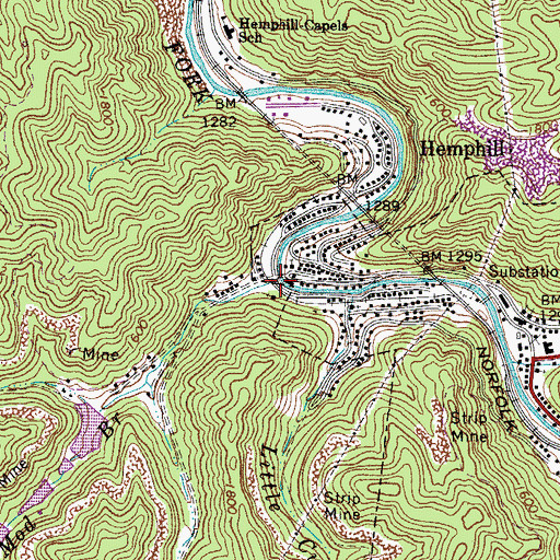 Topographic Map of Mod Branch, WV