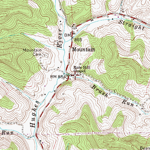 Topographic Map of Mole Hill Chapel, WV