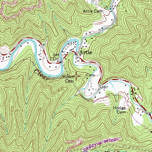 Topographic Map of Moles Cemetery, WV