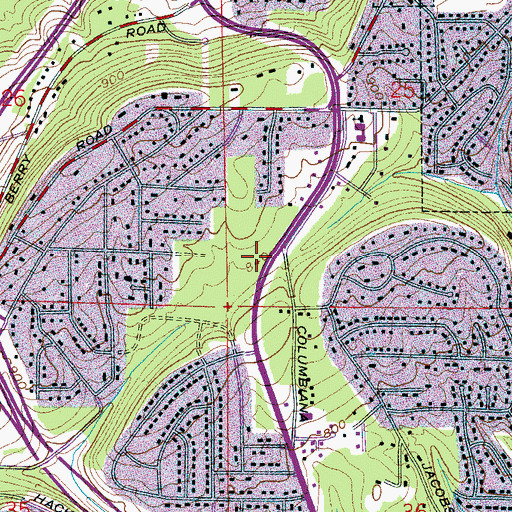 Topographic Map of Columbiana Crossing Shopping Center, AL