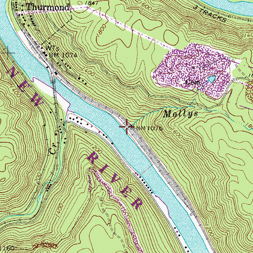 Topographic Map of Mollys Creek, WV