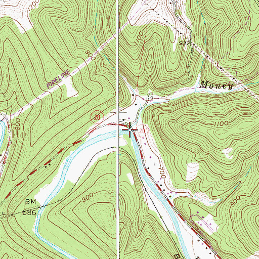 Topographic Map of Money Run, WV
