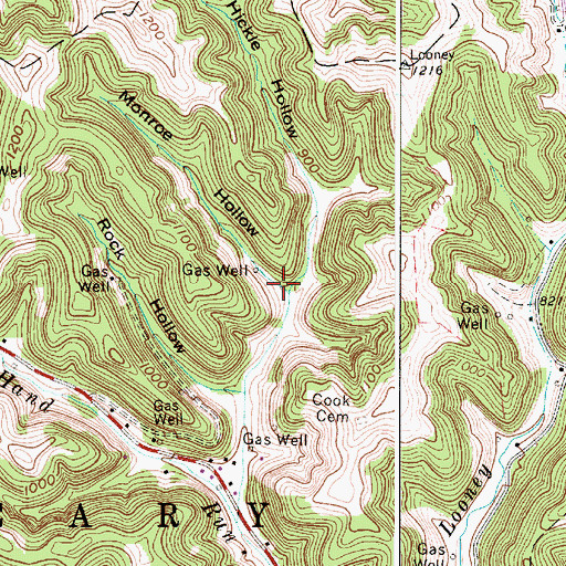Topographic Map of Monroe Hollow, WV