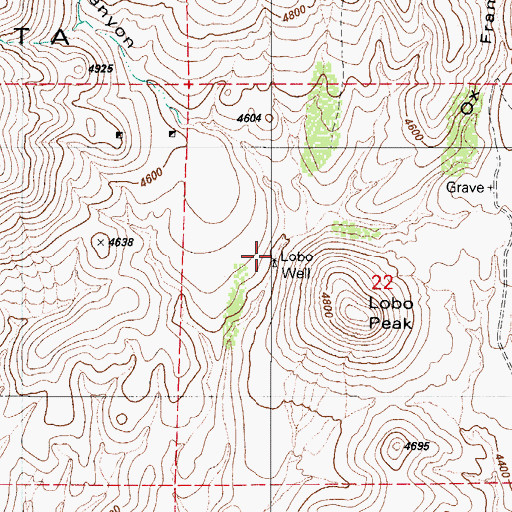 Topographic Map of Lobo Well, AZ