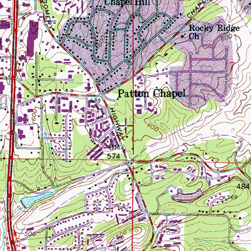 Topographic Map of Riverchase Square Shopping Center, AL
