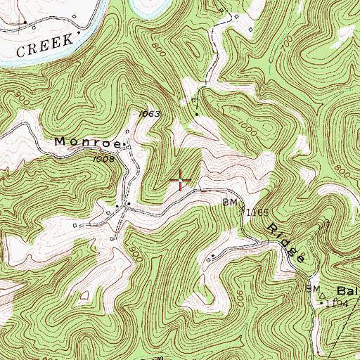 Topographic Map of Monroe Ridge, WV