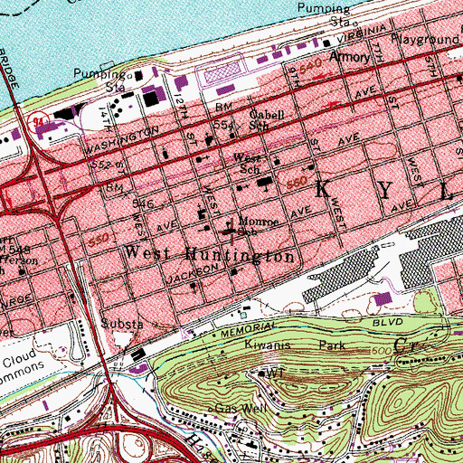 Topographic Map of Monroe Elementary School (historical), WV
