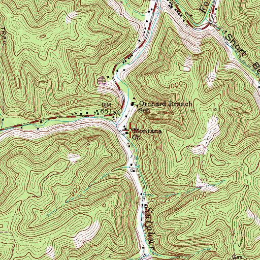 Topographic Map of Montana Church, WV