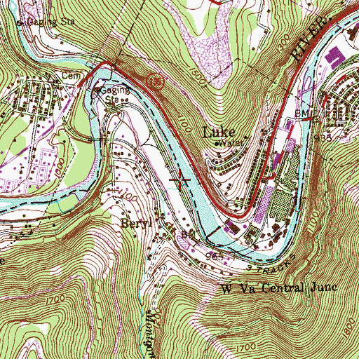 Topographic Map of Montgomery Run, WV
