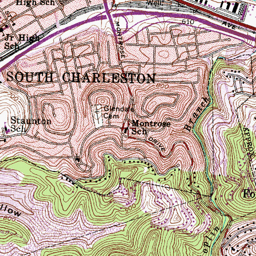 Topographic Map of Montrose Elementary School, WV