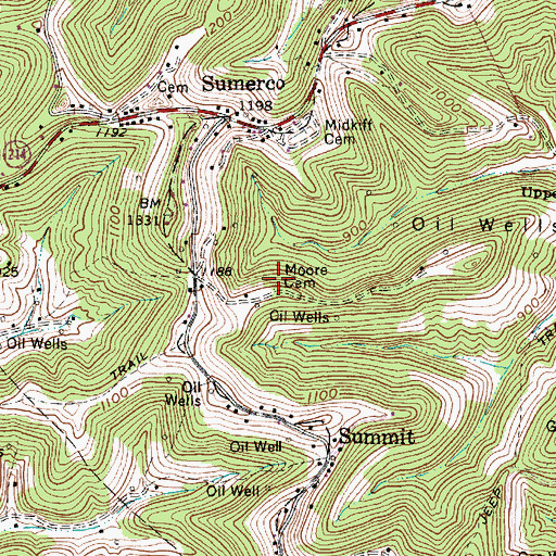 Topographic Map of Moore Cemetery, WV
