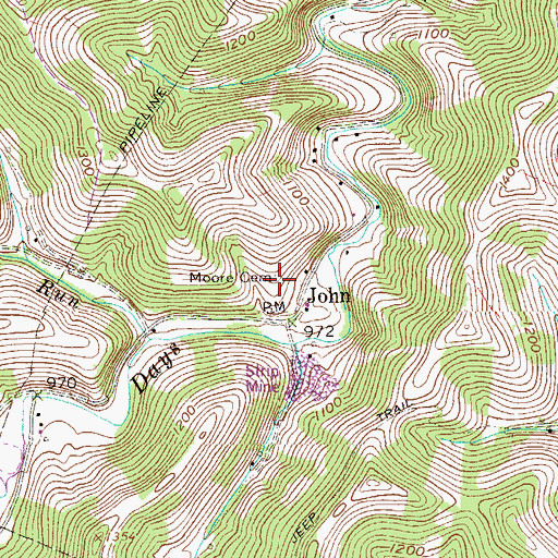 Topographic Map of Moore Cemetery, WV