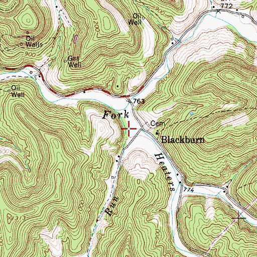 Topographic Map of Moore Run, WV