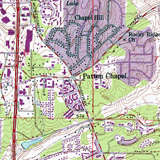 Topographic Map of The Village on Lorna Shopping Center, AL