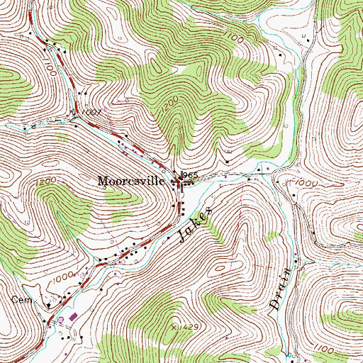 Topographic Map of Mooresville, WV
