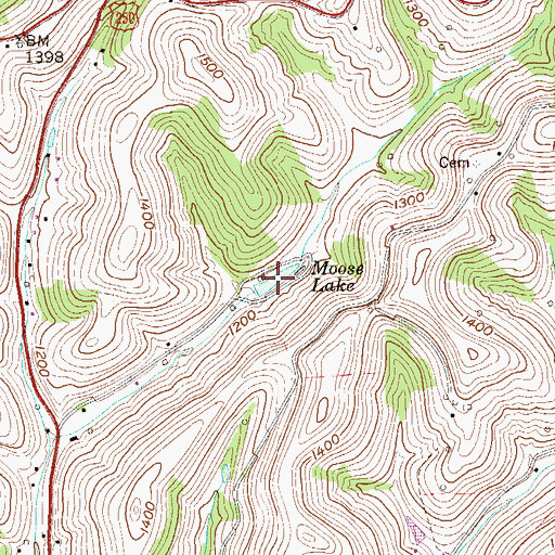 Topographic Map of Moose Lake, WV