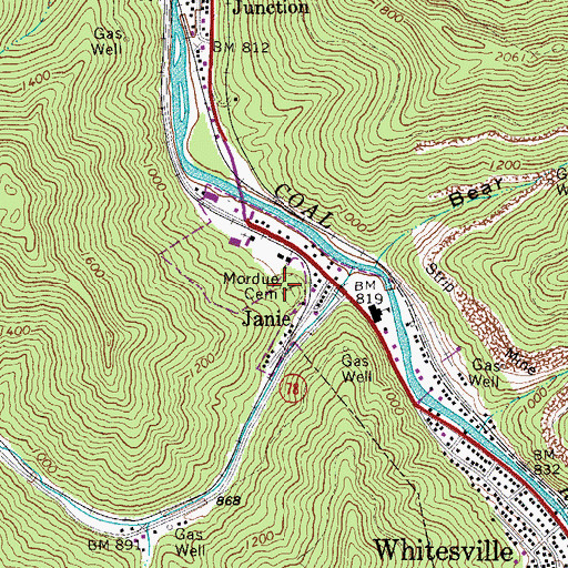 Topographic Map of Mordue Cemetery, WV