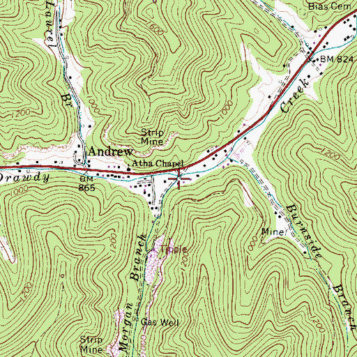 Topographic Map of Morgan Branch, WV