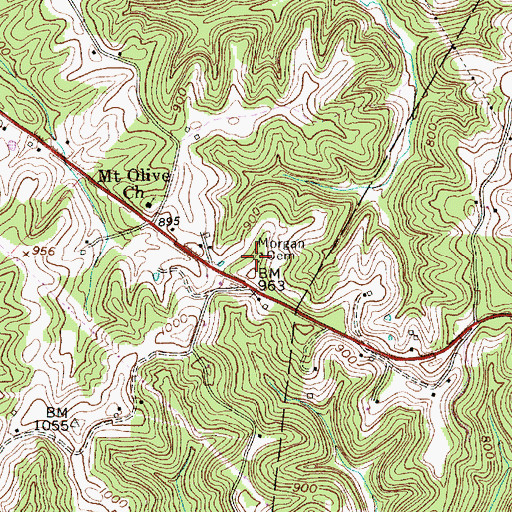 Topographic Map of Morgan Cemetery, WV