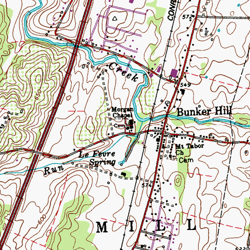 Topographic Map of Morgan Chapel, WV