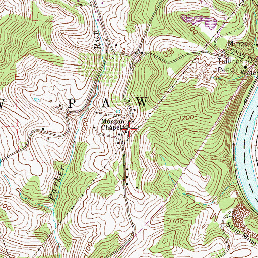 Topographic Map of Morgan Chapel, WV