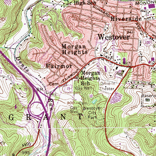 Topographic Map of Morgan Heights School (historical), WV