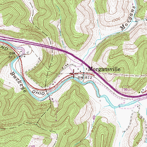 Topographic Map of Morgansville, WV
