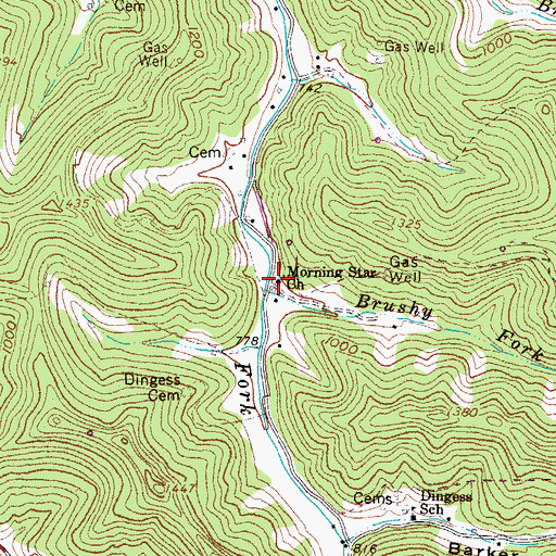 Topographic Map of Morning Star Church, WV