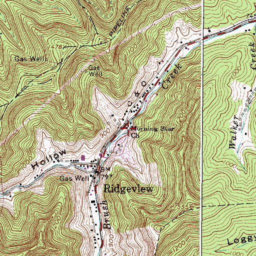 Topographic Map of Morning Star Church, WV