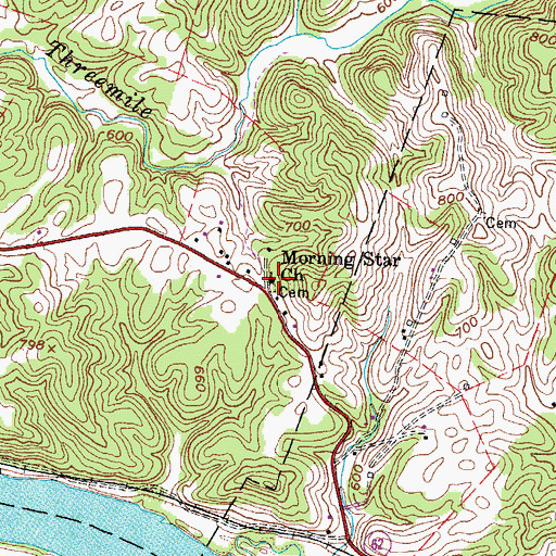 Topographic Map of Morning Star Church, WV