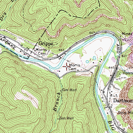 Topographic Map of Morris Cemetery, WV