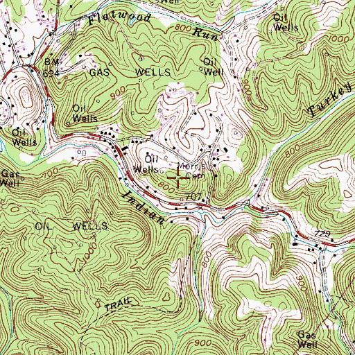 Topographic Map of Morris Cemetery, WV