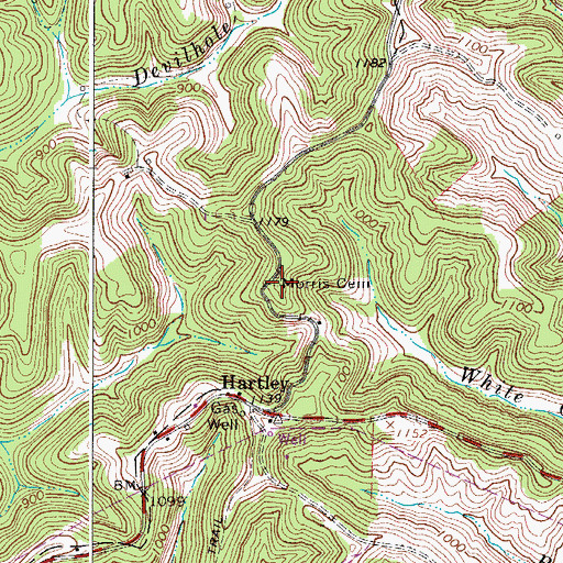 Topographic Map of Morris Cemetery, WV
