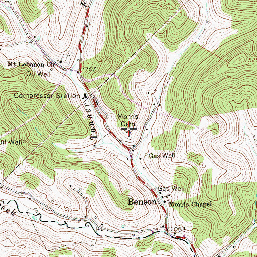 Topographic Map of Morris Cemetery, WV