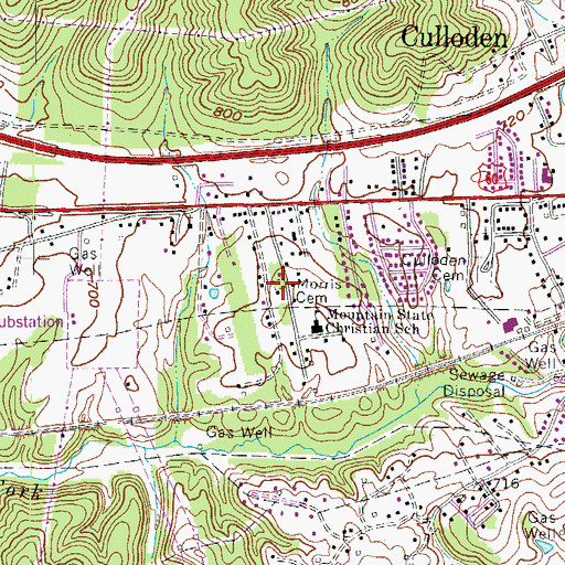 Topographic Map of Morris Cemetery, WV