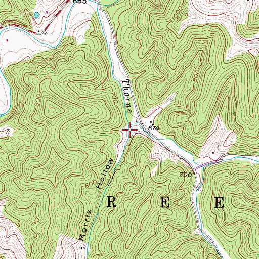 Topographic Map of Morris Hollow, WV