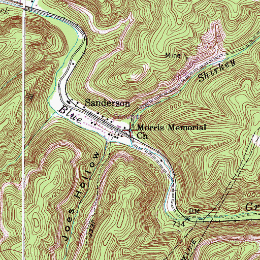 Topographic Map of Morris Memorial Church, WV
