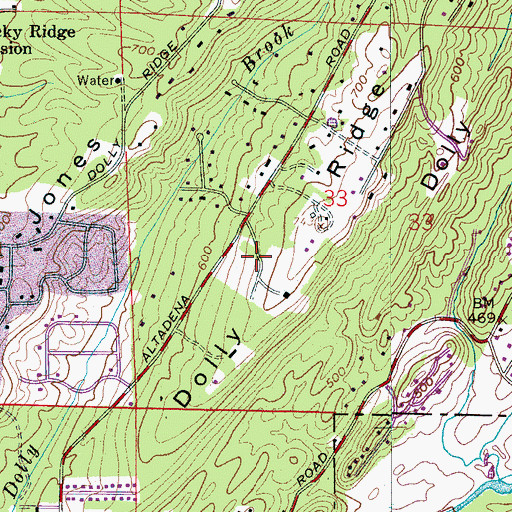 Topographic Map of Hickory Ridge Estates, AL