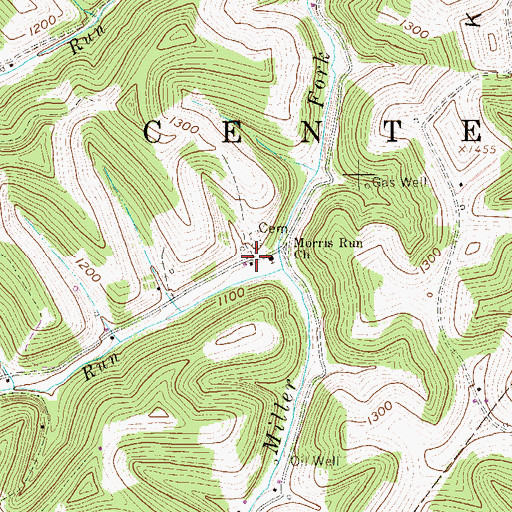 Topographic Map of Morris Run Church, WV