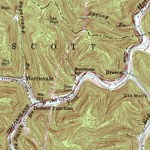 Topographic Map of Morrisvale School (historical), WV