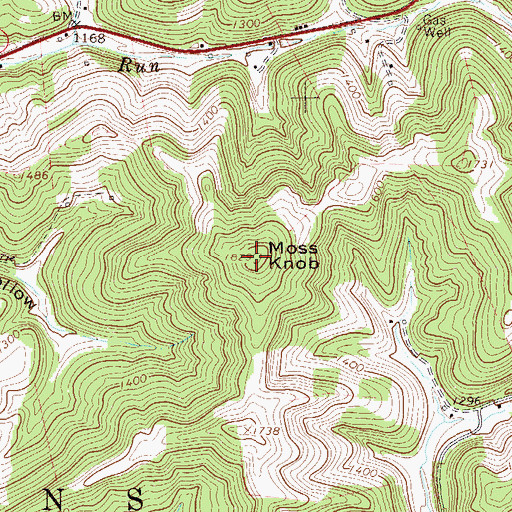 Topographic Map of Moss Knob, WV