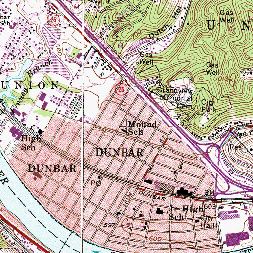 Topographic Map of Mound Elementary School (historical), WV