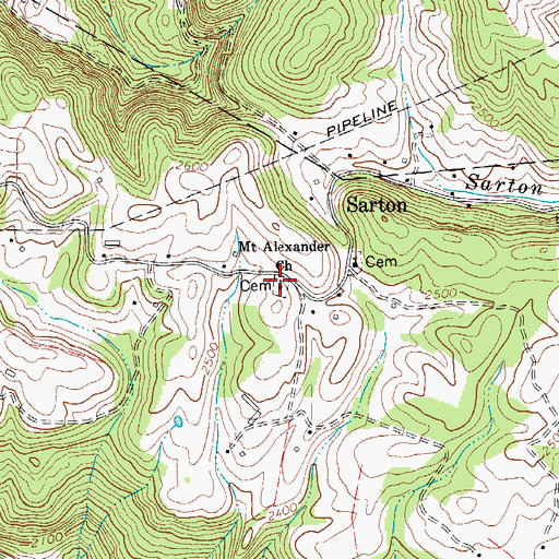 Topographic Map of Mount Alexander United Methodist Church, WV