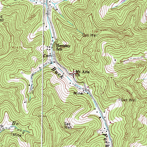 Topographic Map of Mount Aria Church, WV