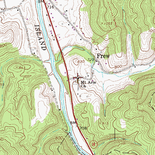 Topographic Map of Mount Aris Church, WV